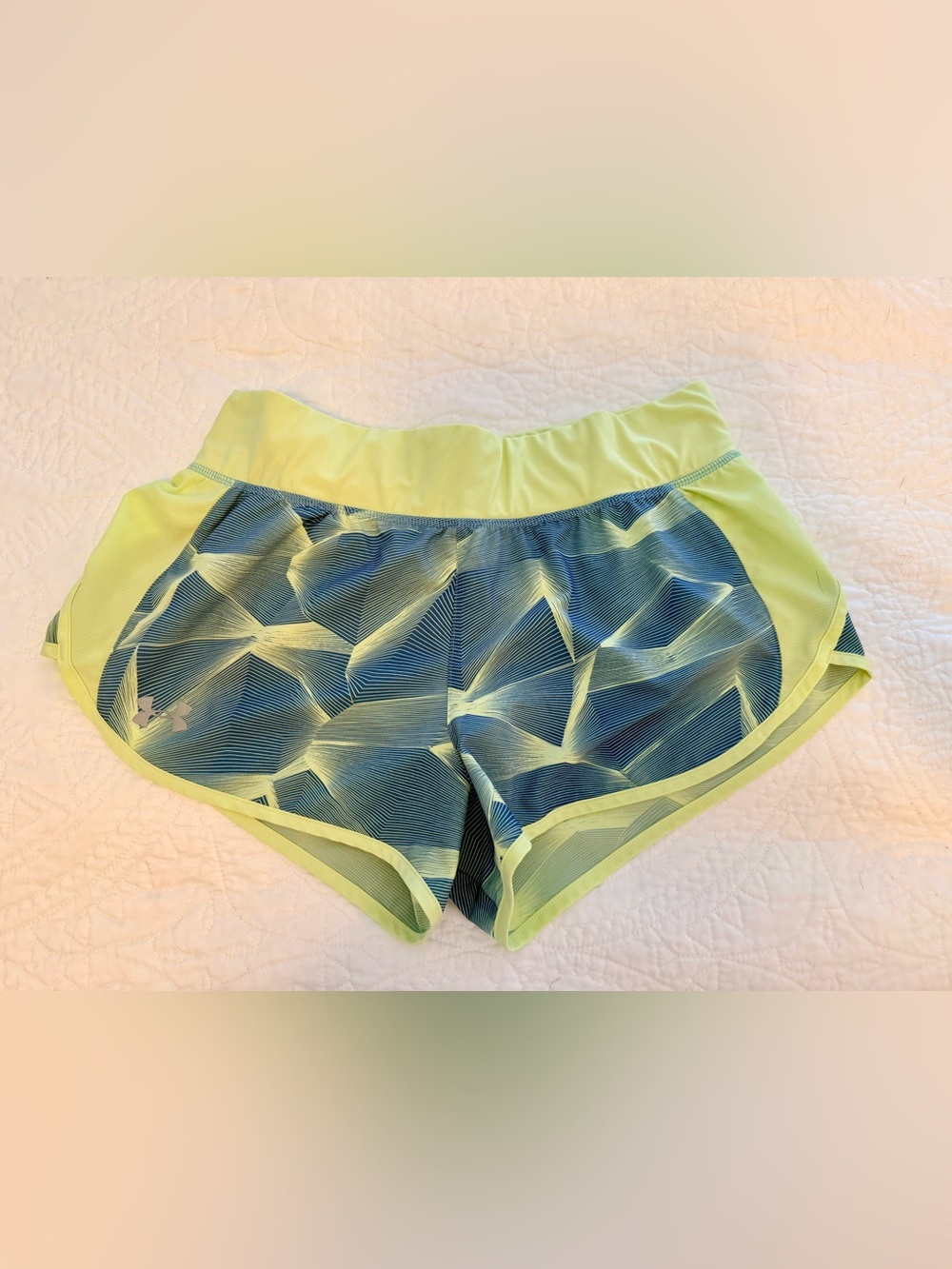 Under Armour Neon Lime & Navy Geometric Athletic Shorts